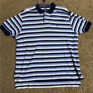 Vintage Polo by Ralph Lauren navy, blue & white Striped Polo Shirt Men’s Large